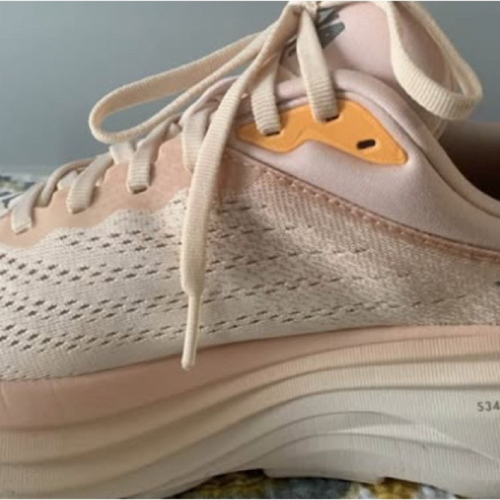 Hoka Cream Sneakers with Breathable Mesh and Cushioned Midsole - Picture 2 of 4